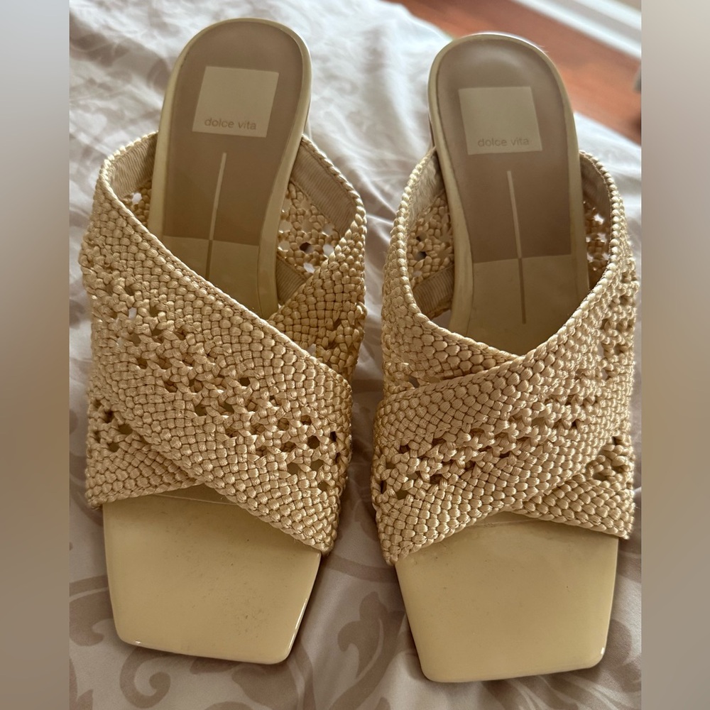 Dolce Vita Cream Woven Mules